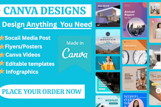create editable canva designs, flyers, templates, canva videos as canva expert