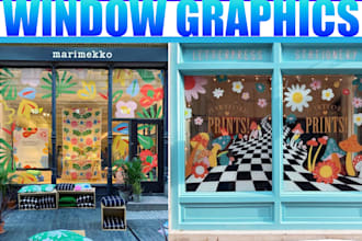 make window graphics,storefront wraps and window decals