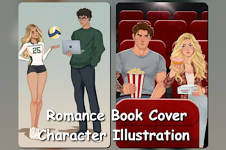 character illustration for romance book cover illustration amazon kdp book cover
