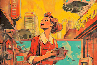 draw a retro vintage comic illustration