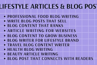 write blog posts for travel, beauty, food and lifestyle articles that captivates