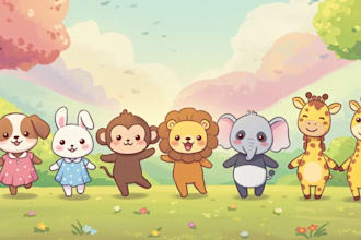 create cute and colorful childrens storybook illustrations