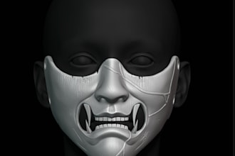 design creature mask,dog mask, helmet, armor, props,assets model for 3d printing