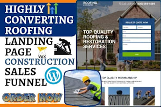 design roofing landing page solar construction website roofing sales funnel