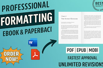 do book formatting, kindle, paperback formatting book interior layout design