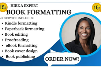do book formatting, kindle, paperback formatting book interior layout design
