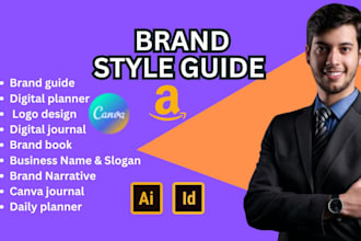 design logo brand style guide, brand identity guidelines and digital planner