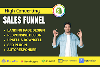 build shopify gempages pagefly digital product landing page design sales funnel