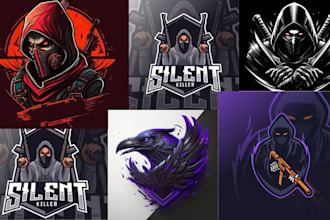 design unique mascot esport, business gaming logo design cartoon character
