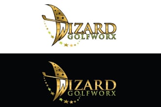 create unique wizard golf logo