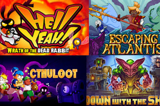 do steam capsule game banner ui logo assets character design concept art