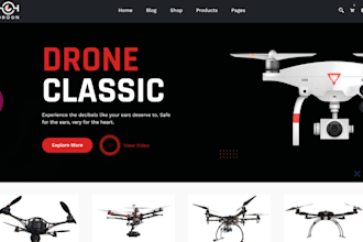 design sleek drone shopify store drone battery videography photography website
