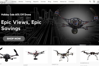 design sleek drone shopify store drone battery videography photography website