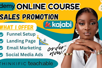 udemy thinkific kajabi online course promotion sales funnel email marketing