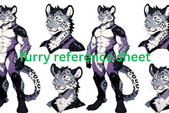 draw furry reference sheet, custom fursona, character design or nsfw