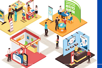 design trade show booth, backdrop, banner, kiosk or exhibition stand in 24 hours