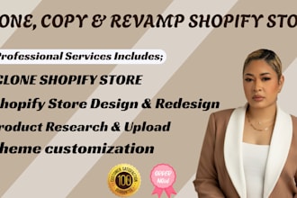 replicate shopify store clone, copy, duplicate design and redesign shopify store