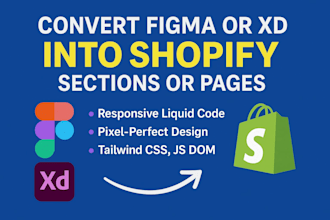 convert figma to shopify sections, pages, custom liquid coding