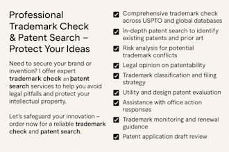 do patent search and trademark check for your product