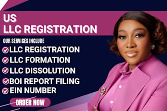do USA llc registration, llc dissolution llc amendment and obtain ein number