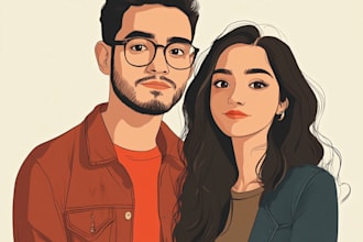 draw couple portrait illustration from photo