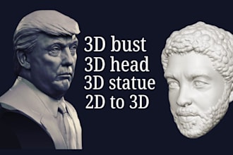 sculpt 3d realistic head 2d to 3d bust model 3d face likeness for 3d printing