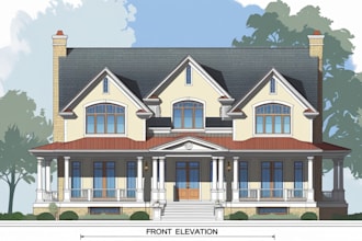 create architectural drawings, 3d models in revit and render 3d views