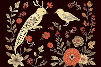 draw botanical and animal designs and patterns for you