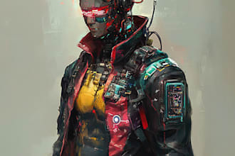 design cyberpunk and fantasy character splash art
