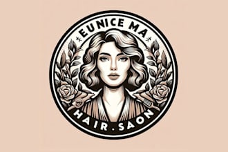 do retro beauty hair salon makeup artist logo design