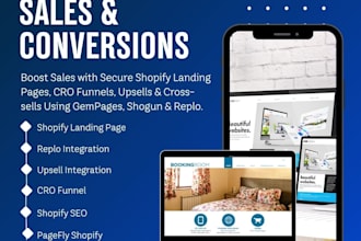 shopify landing page, cro funnel, upsells, crosssells with gempages shogun replo
