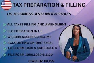 do cpa US tax filings 1120, 1120ef, 1040, 104nr for business tax and schedule c