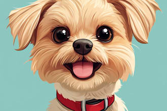 draw a cute cartoon portrait of your pet dog