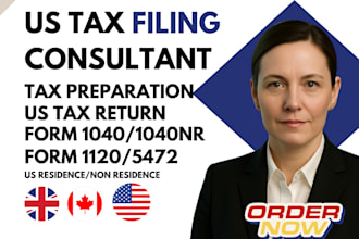 do US tax filing, tax return, tax preparation, llc tax form 1040,1065,1120,5472