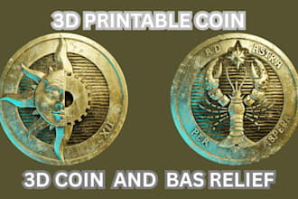 sculpt 3d printable coin model, nft, bas relief medallion, crypto coin