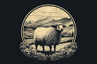design vintage animal sheep logo