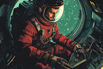 draw a sci fi character illustration or sci fi character