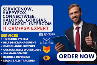 setup servicenow happyfox halopsa gorgias connectwise liveagent intercom kayako