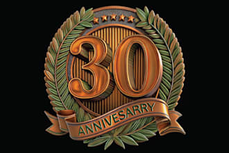 make elegant 30th anniversary 3d mockup logo