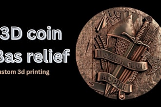 sculpt 3d coin model, medallion, bas relief, cnc carving, printable coins, cnc
