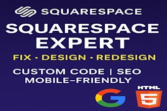 fix design redesign squarespace landing page squarespace website coding expert