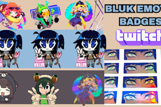 draw create animated twitch emote kick for badges bulk for you
