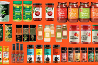 design premium food packaging, jar labels, spice labels, sauce and product label