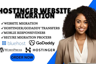 migrate hostinger website godaddy, bluehost website migration revamp wordpress