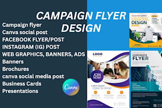 design  poster, flyer, banner, social media posts logo editing