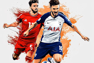 sketch sport player into vector,  cartoon football
