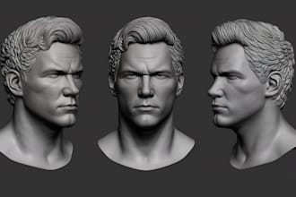 sculpt realistic 3d head, bust, statues, bust model, 3d face model for 3d print