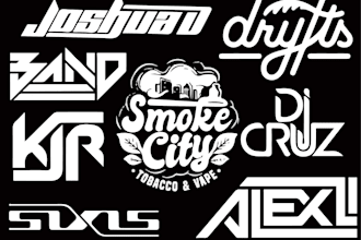 design typography dj band or music, text and company logo