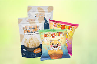 design premium packaging for snacks, frozen food, or drinks