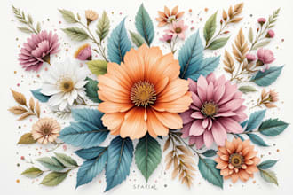 craft a beautiful botanical or floral illustration